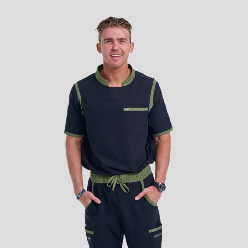 Tango Collar Neck & Straight Pant Men’s Scrub Set