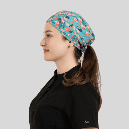 Funky Caps in Flamingos / Green - Unisex