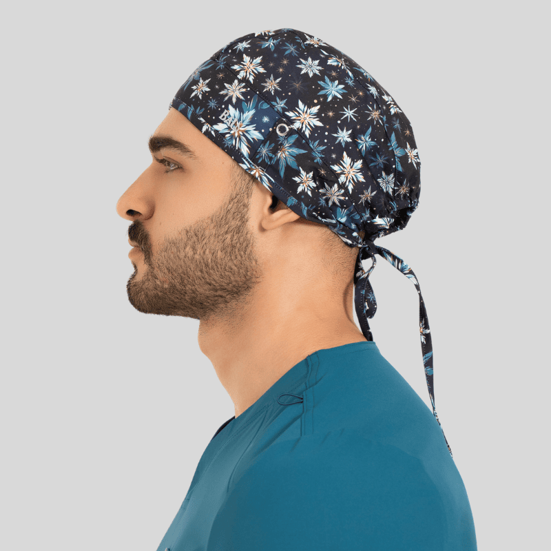 Funky Caps in Blue Snow Flakes - Unisex