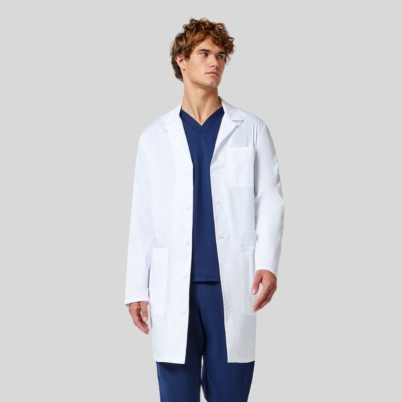 Men's Button Front Long Lab Coat