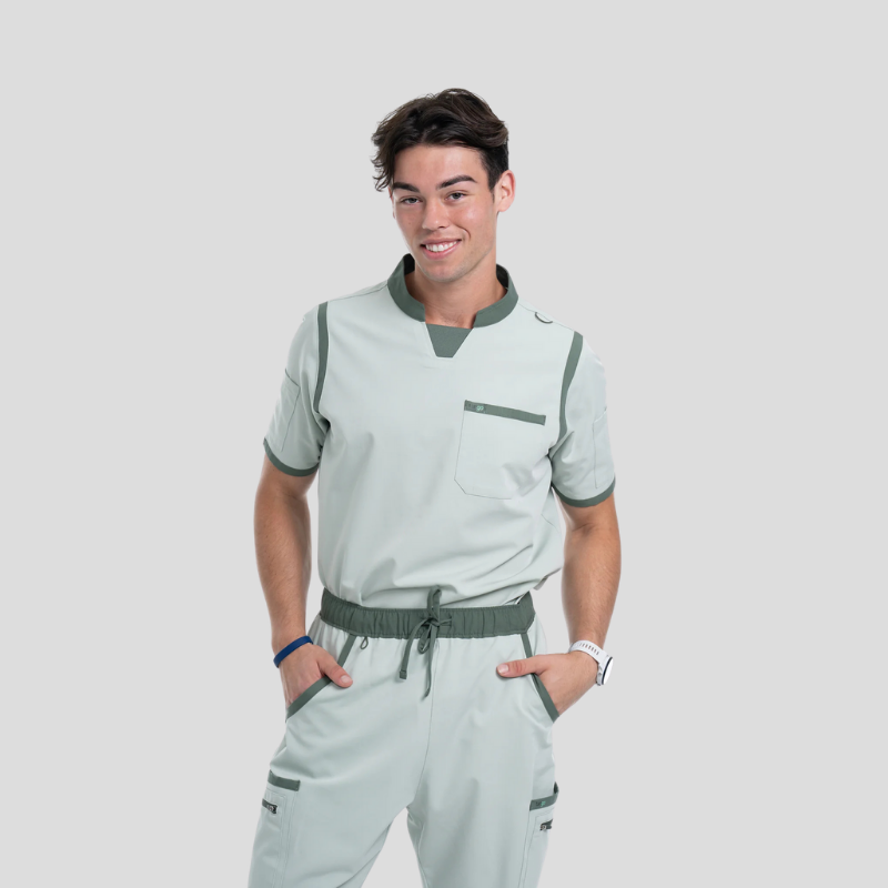 Tango Collar Neck & Straight Pant Men’s Scrub Set