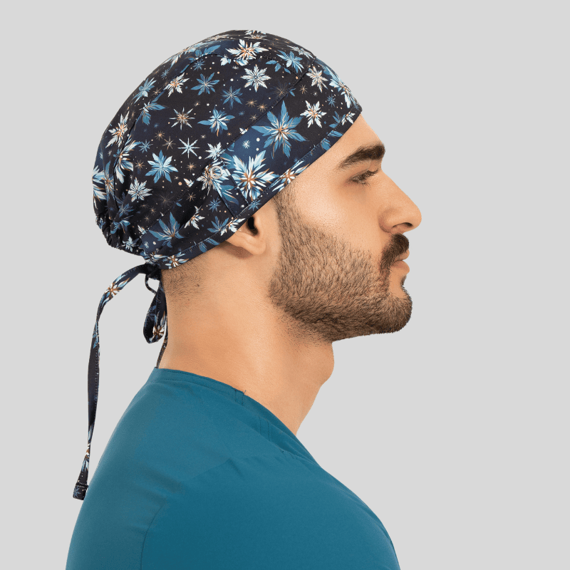Funky Caps in Blue Snow Flakes - Unisex