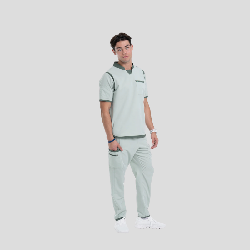 Tango Collar Neck & Straight Pant Men’s Scrub Set