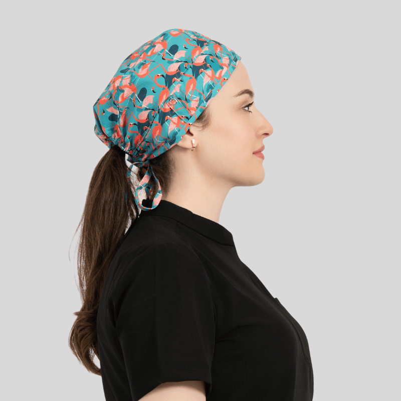 Funky Caps in Flamingos / Green - Unisex