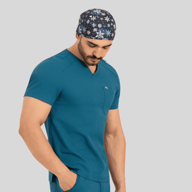 Funky Caps in Blue Snow Flakes - Unisex