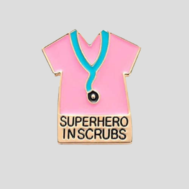 Superhero in Scrubs (Pink) Pin