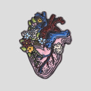 Floral Anatomical Heart Pin