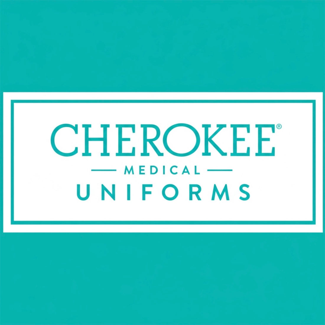 Cherokee Medical Uniforms logo on a teal background