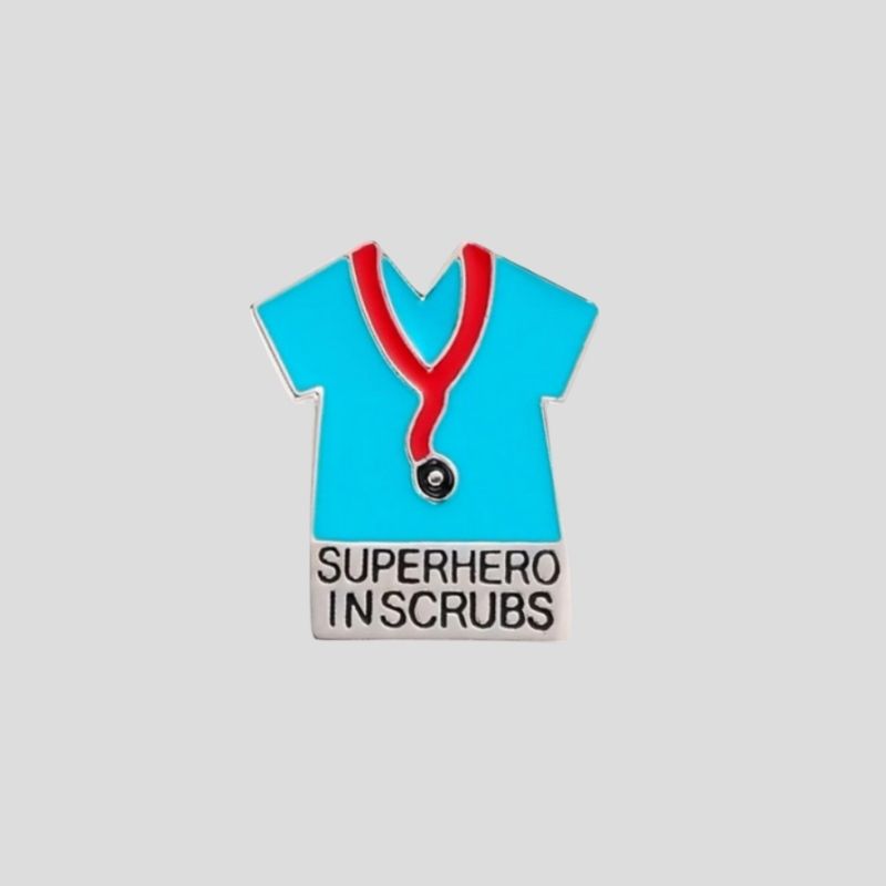 Superhero in Scrubs (Blue) Pin
