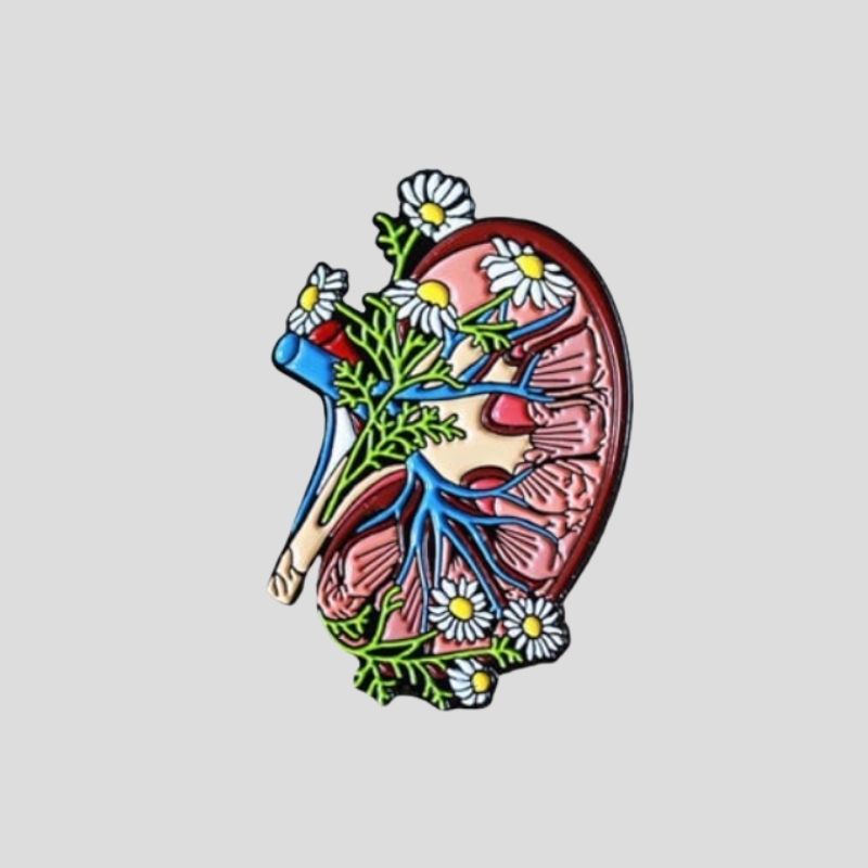 Floral Anatomical Kidney Pin